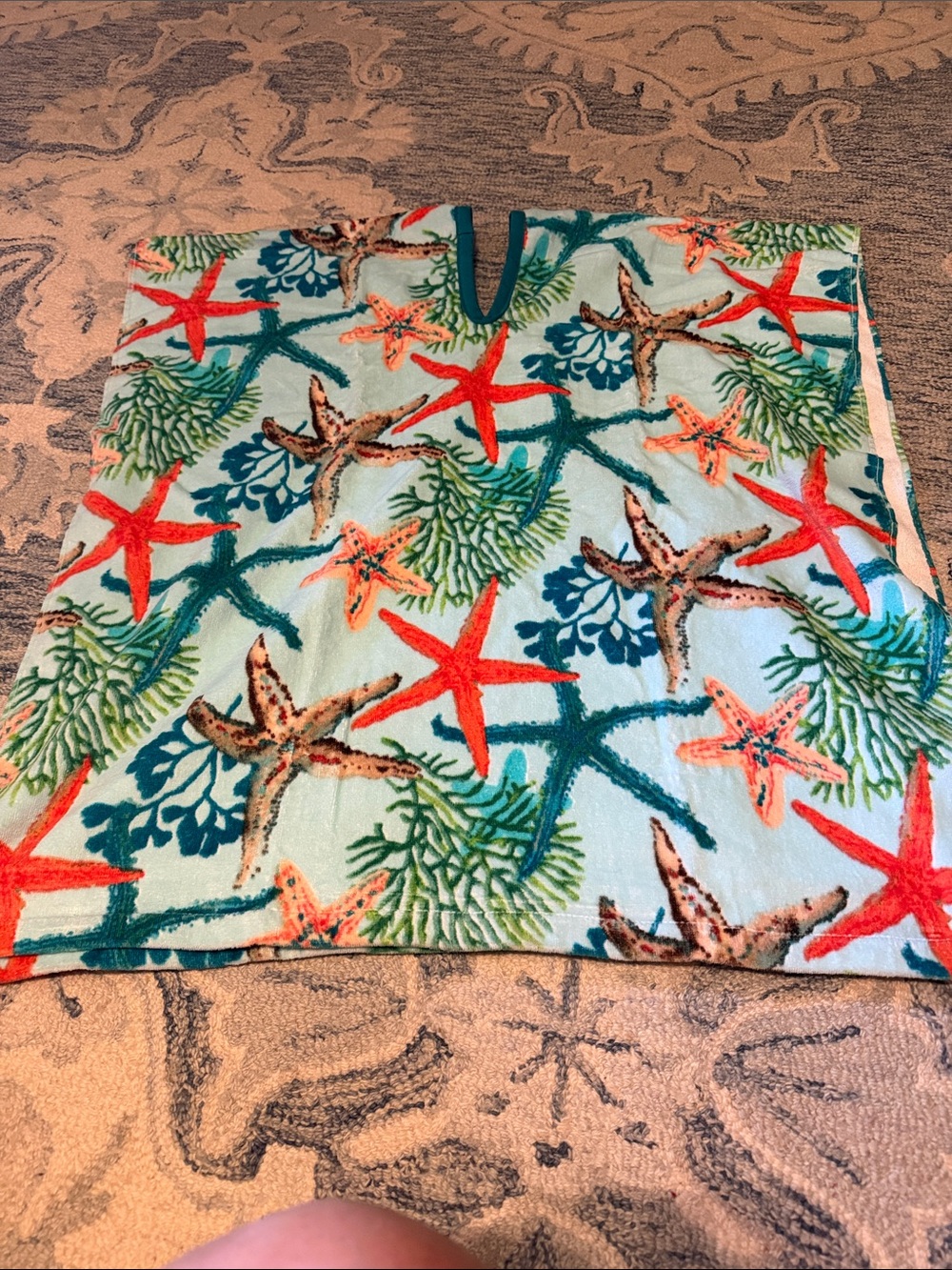 Starfish Print Tunic Top - Aqua & Coral